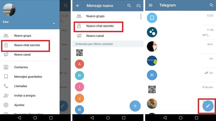 Chats privados en Telegram