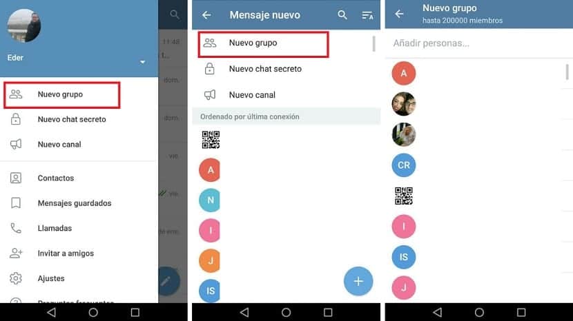 Telegram crear grupo