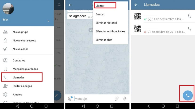 Llamadas en Telegram