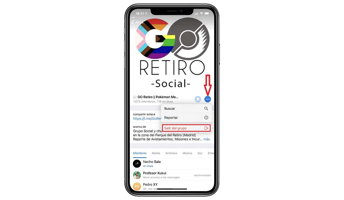Salir grupo Telegram