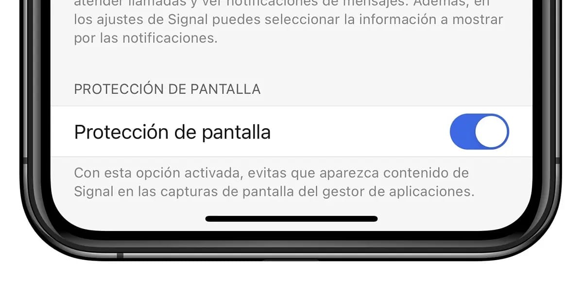 capturas de pantalla en Signal