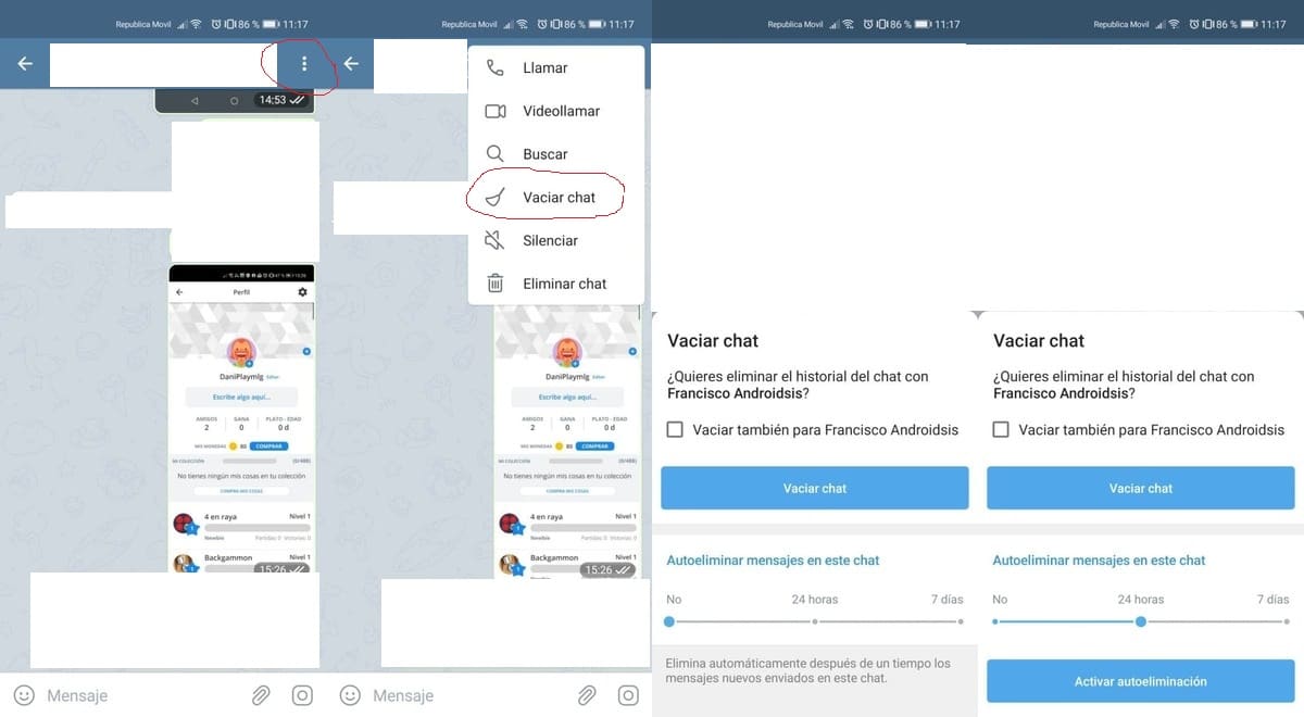 Autoeliminar mensajes Telegram