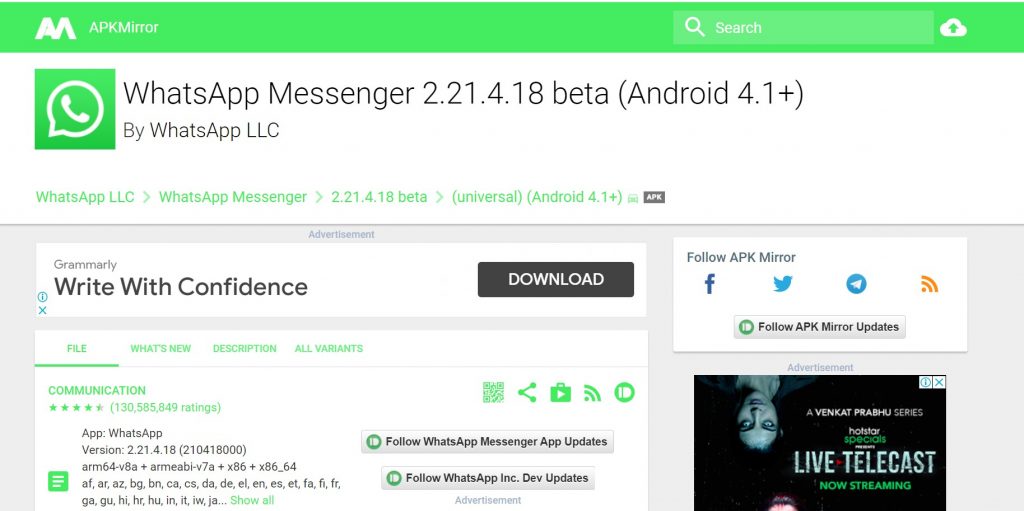 WhatsApp 镜像 APK