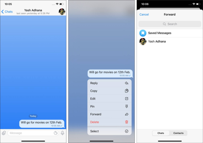 Bookmark or save Telegram messages for later