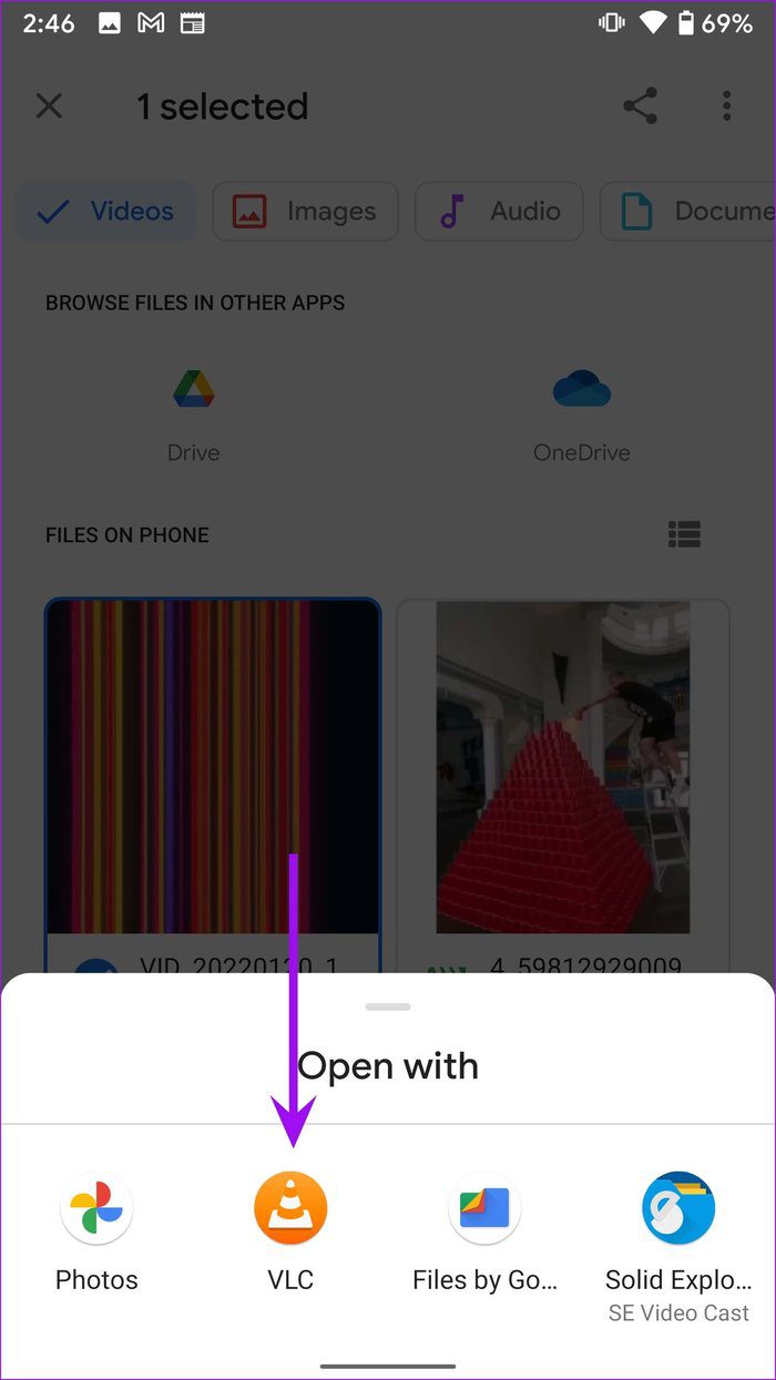 Open with vlc telegram videos not playing on android