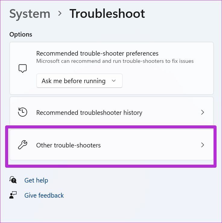 Open other troubleshooter