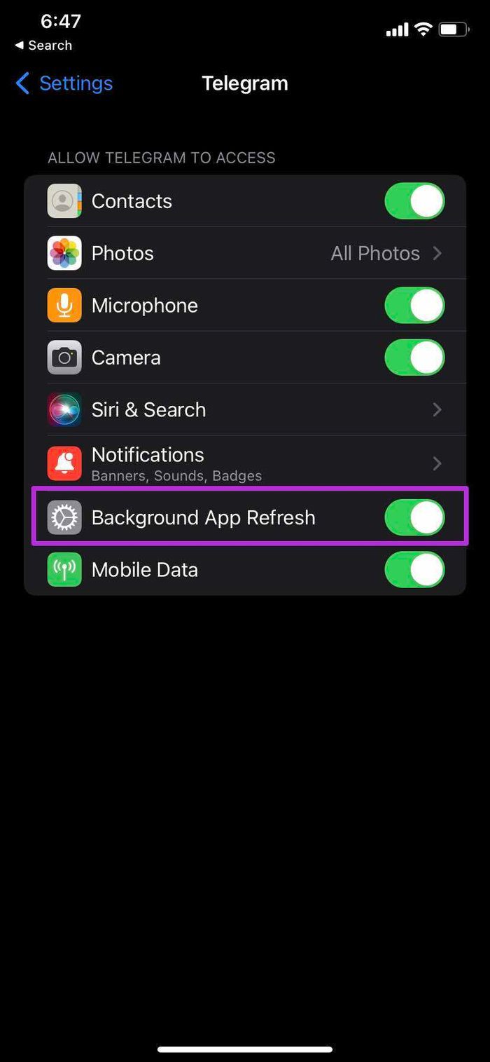 Enable background app refresh