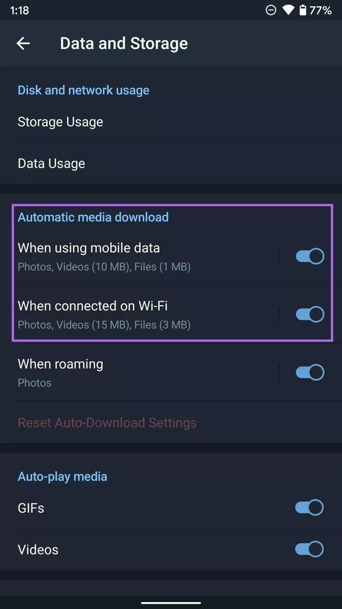 Automatic media download on android