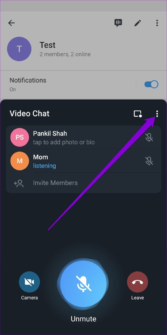 Group Video Chat Menu