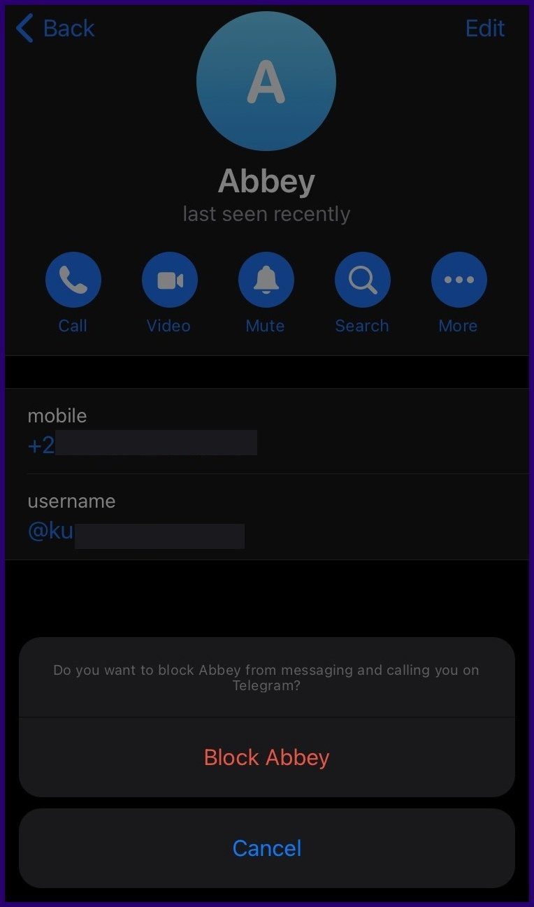 How to block someone on telegram step 7