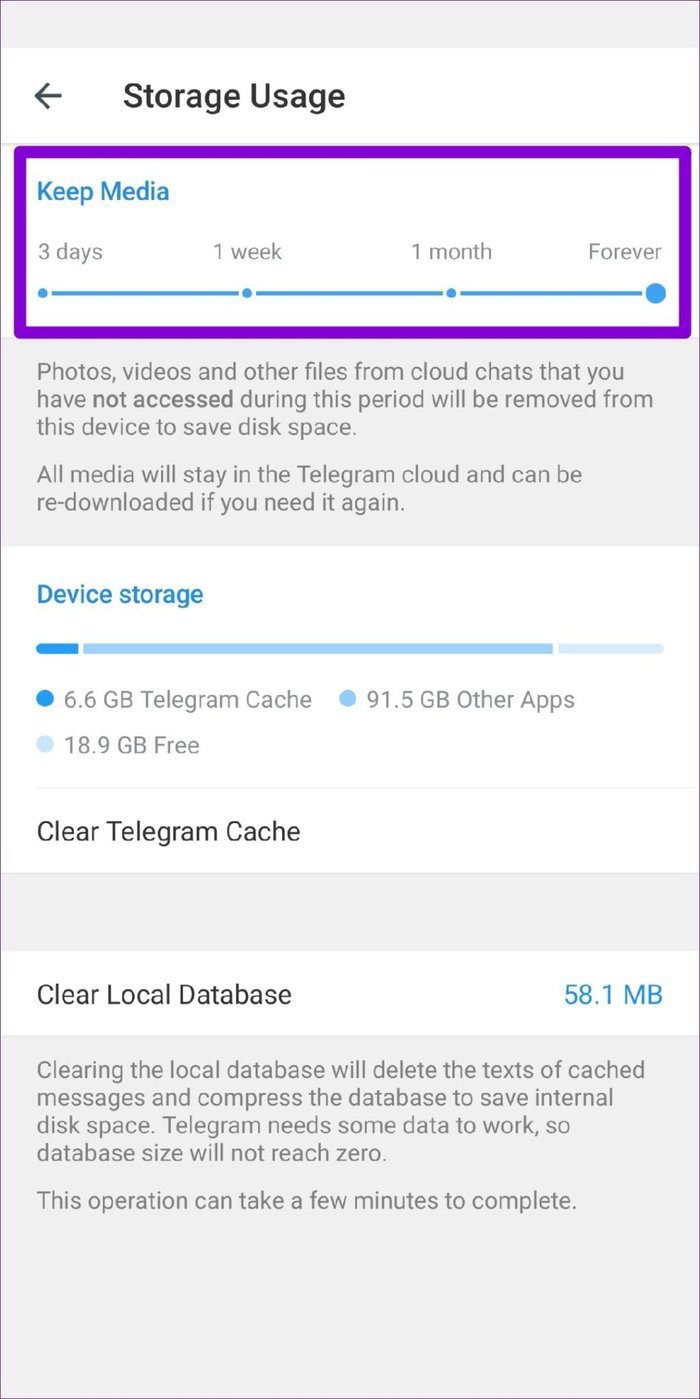 Auto Clear Cache Telegram