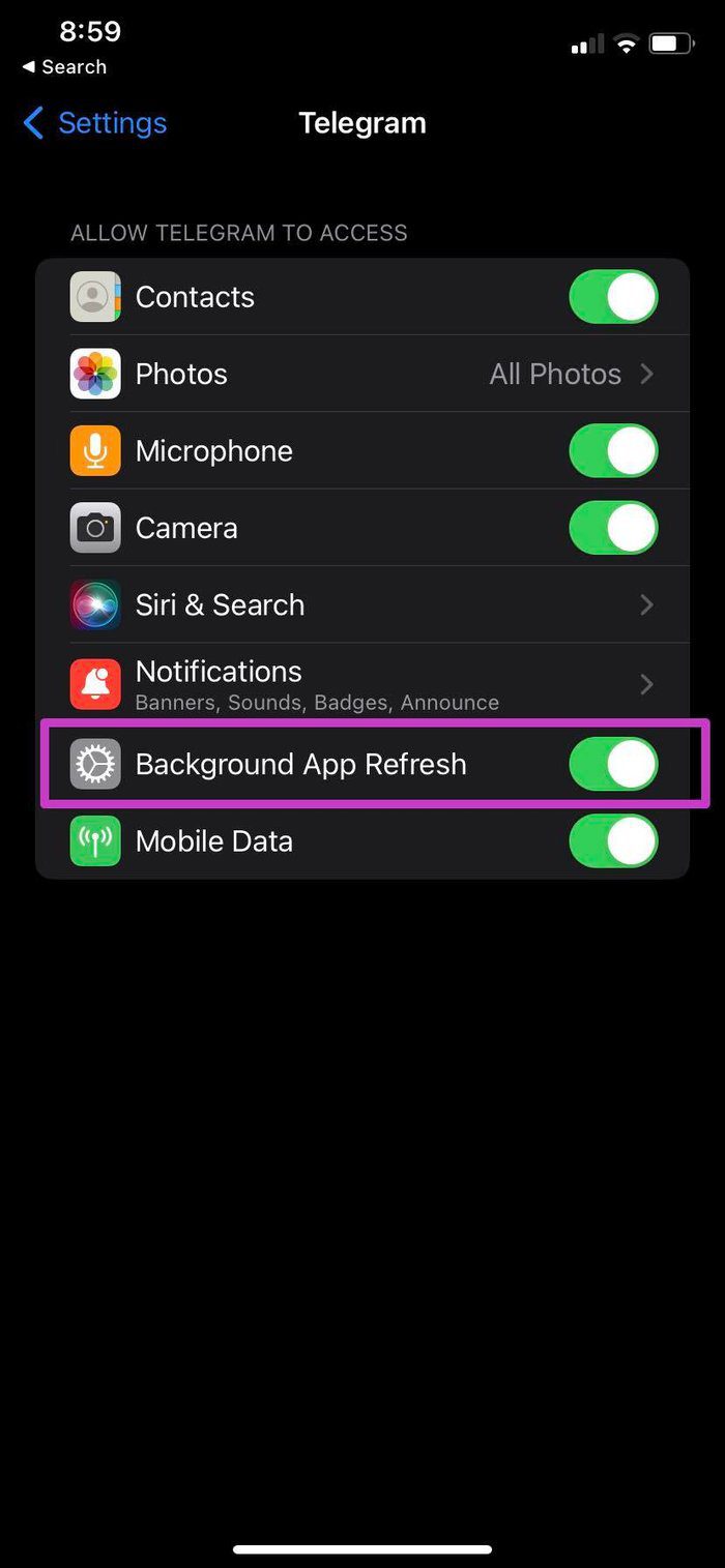 Enable background app refresh