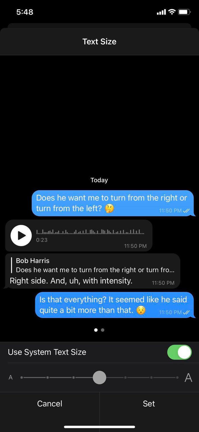 Change telegram text size on iphone