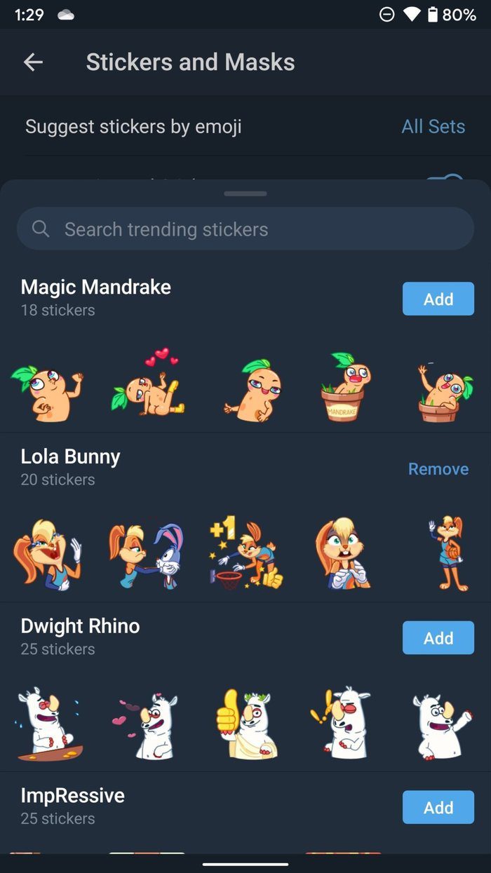 Trending stickers