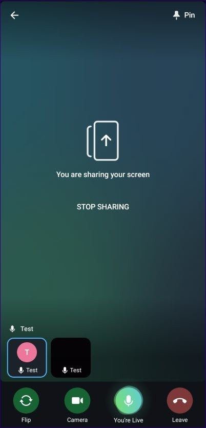 Screen is sharing telegram