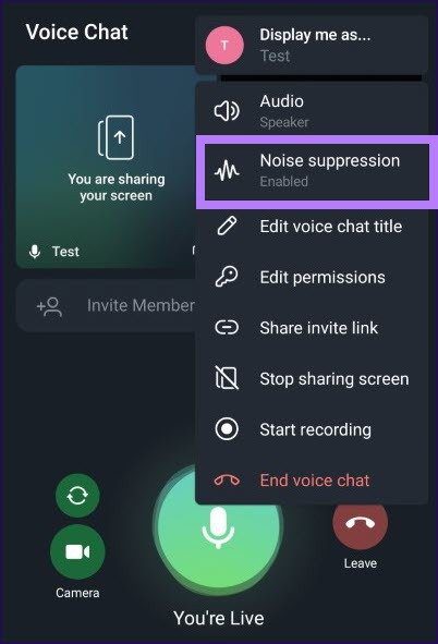 Noise suppression enabled