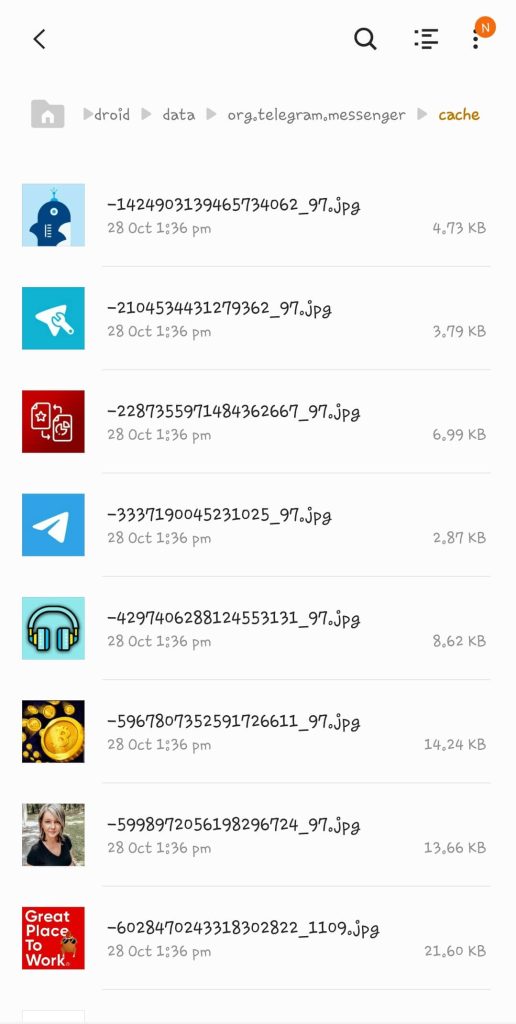 telegram files in cache