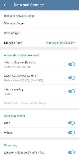 Stop automatic media download on Telegram