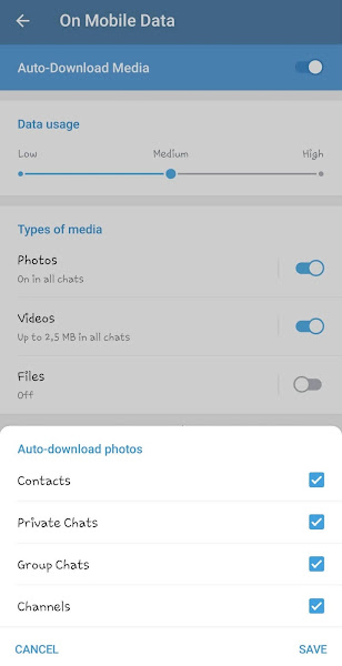 Specific media settings