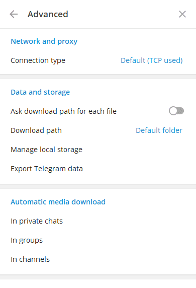 Export telegram data