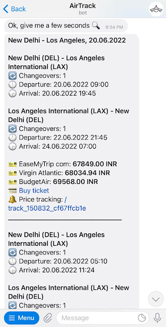 AirTrack telegram bot