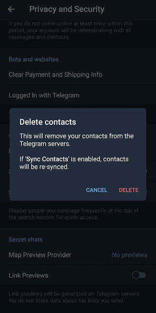 Confrim sync contacts delete