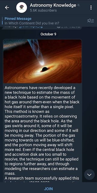 Astronomy knowledge Telegram channel