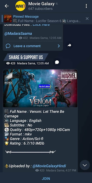 Movie galary channel on Telegram