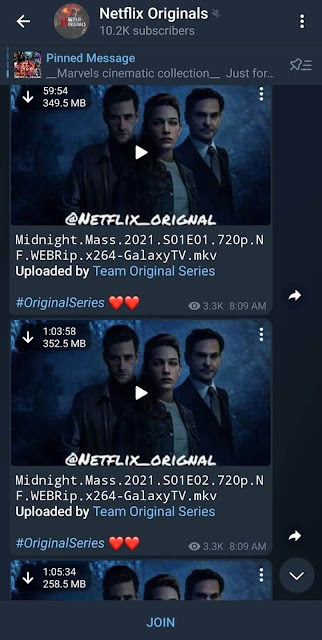 Netflix originals channel on Telegram