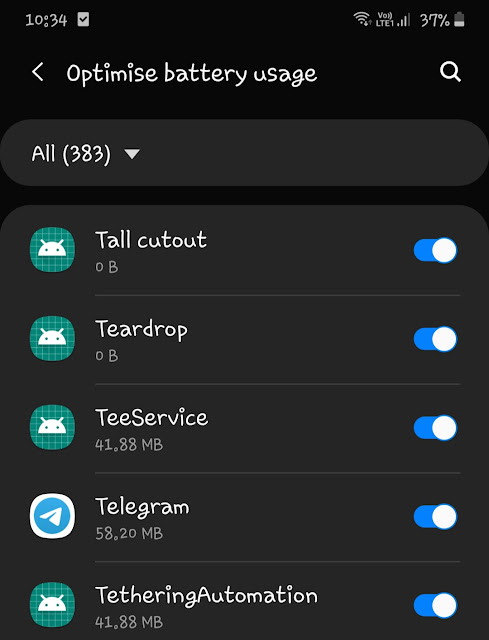 Remove Telegram app from battery optimization mode