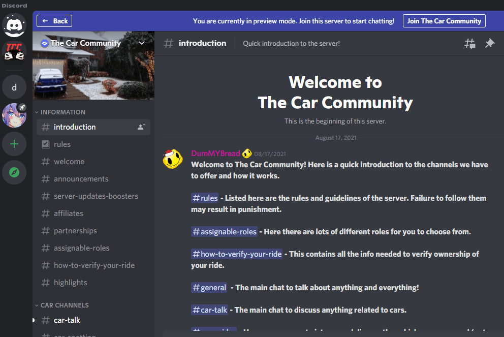 The Car Community server