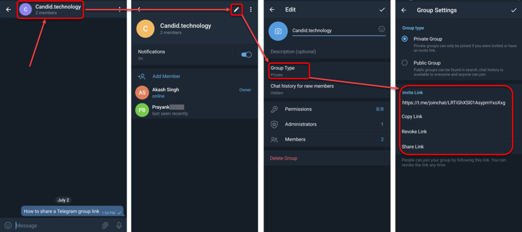 How to share a Telegram group link? | Candid.Technology