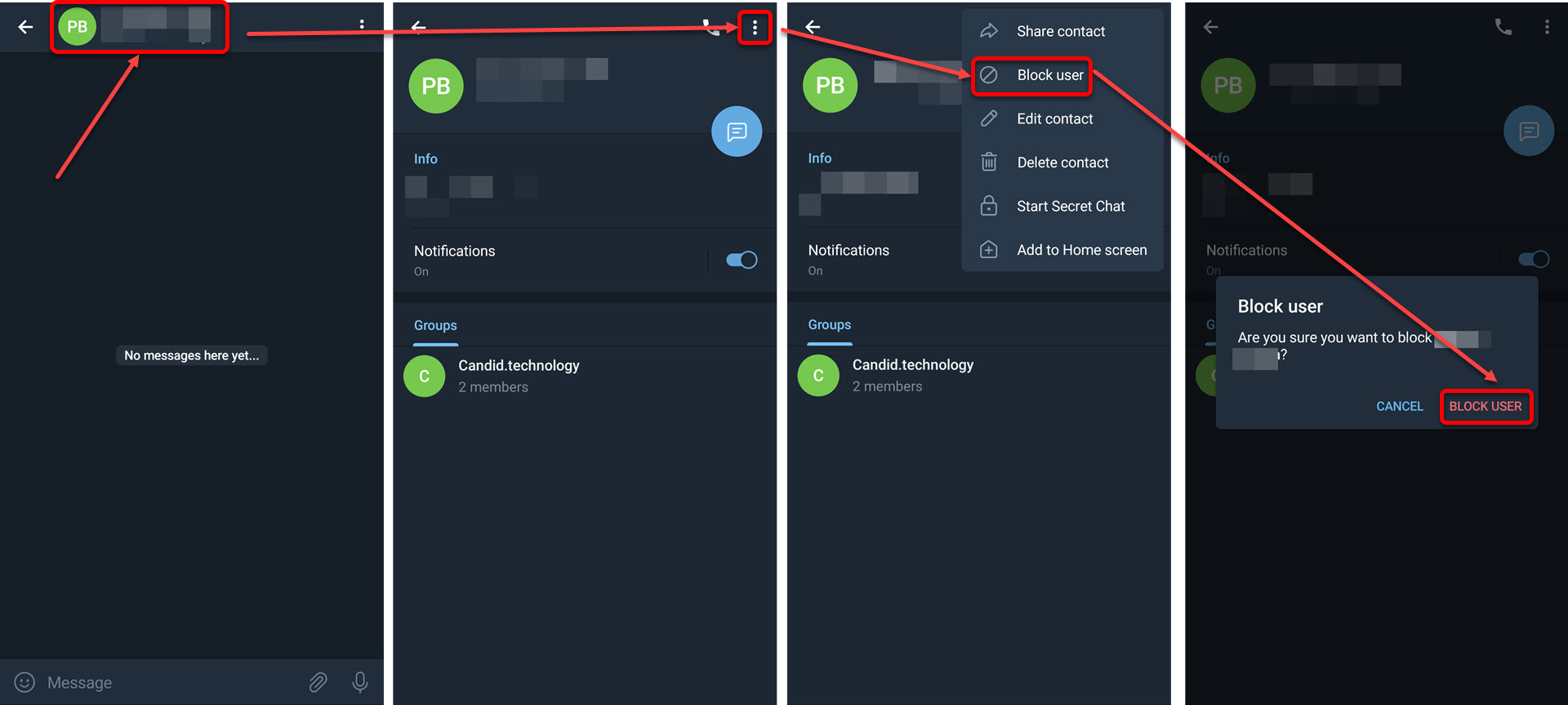 How to block and unblock someone on Telegram?