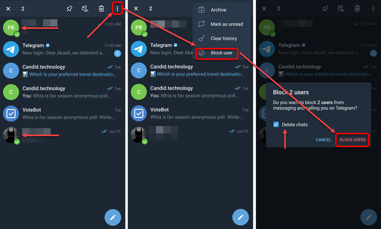 How to block and unblock someone on Telegram?