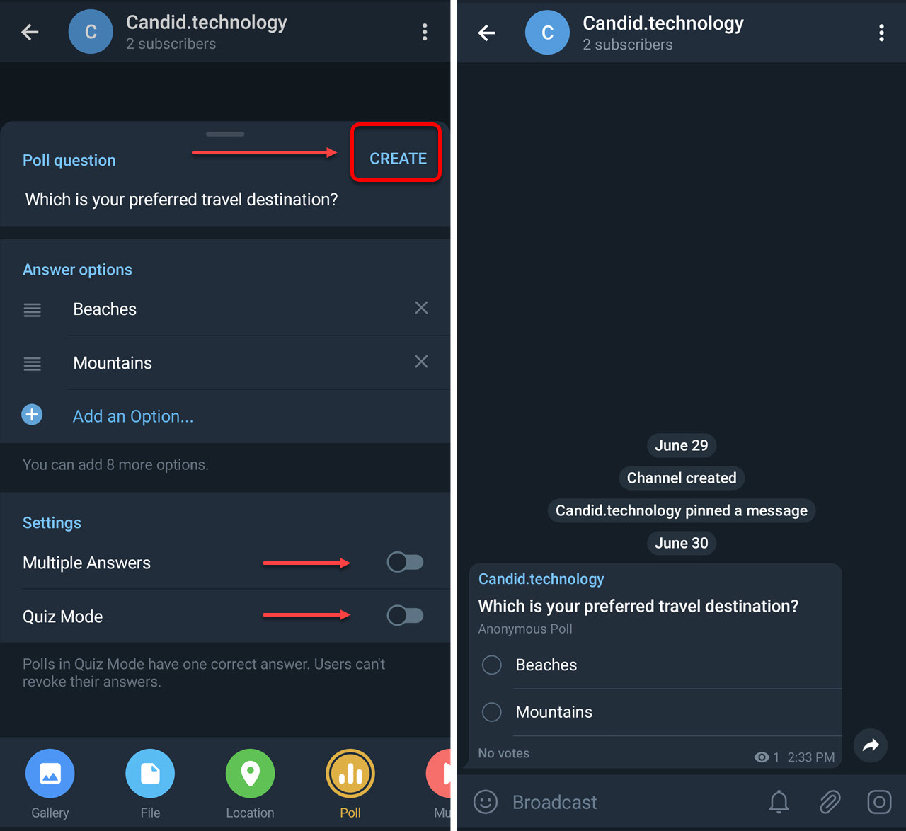 How to create a poll in Telegram? | Candid.Technology