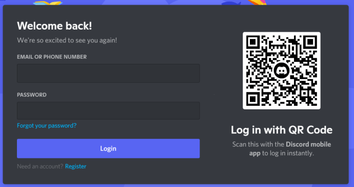 Discord Login page