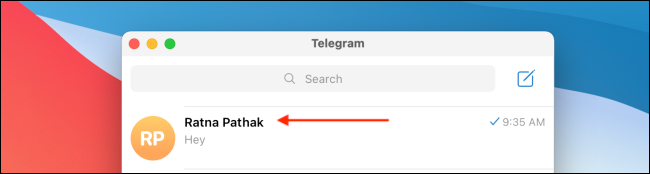 在 Mac 上的 Telegram 上选择聊天联系人