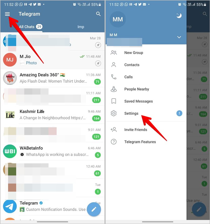 Telegram Android Settings