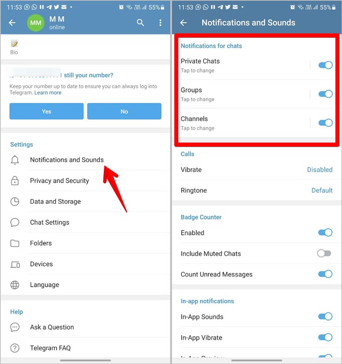 Telegram Android Settings Notifications