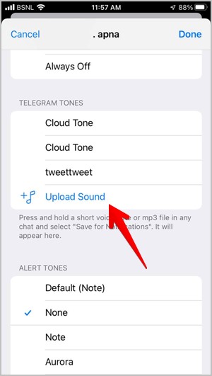 Telegram iPhone Contact Upload Tone