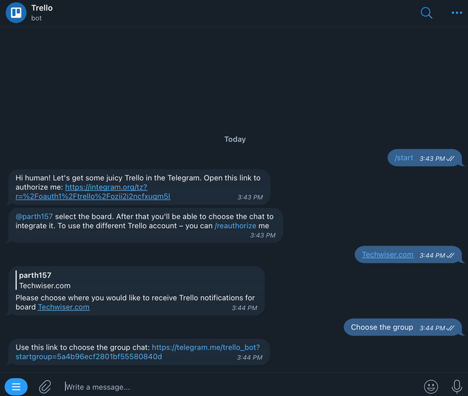 trello bot for telegram