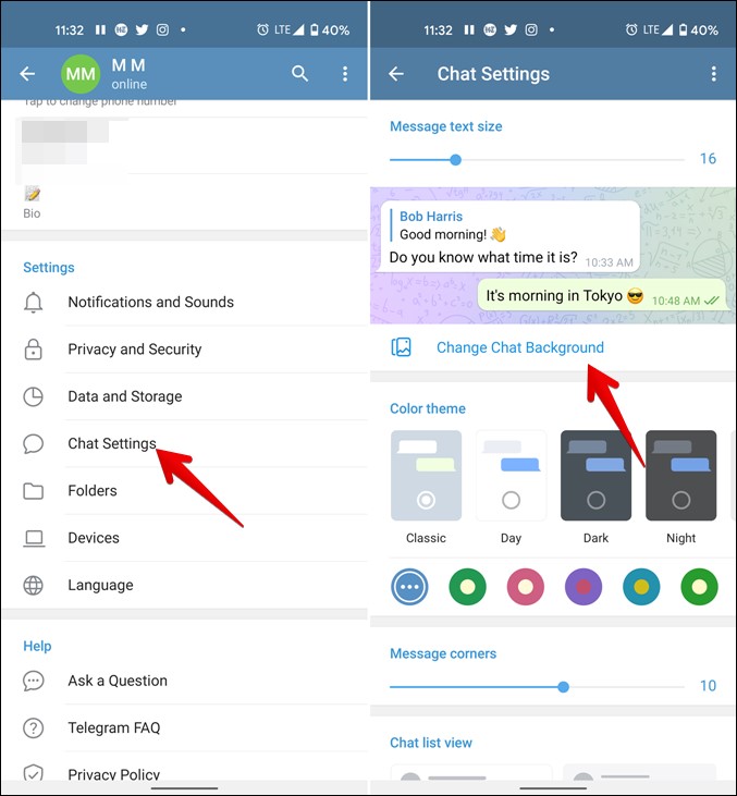 Telegram Change Chat Background Android