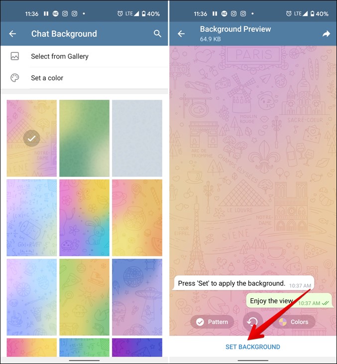 Telegram Set Chat Background Android