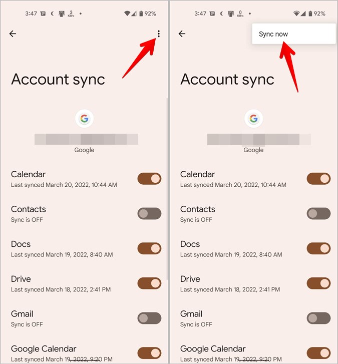 Contacts Android Sync now