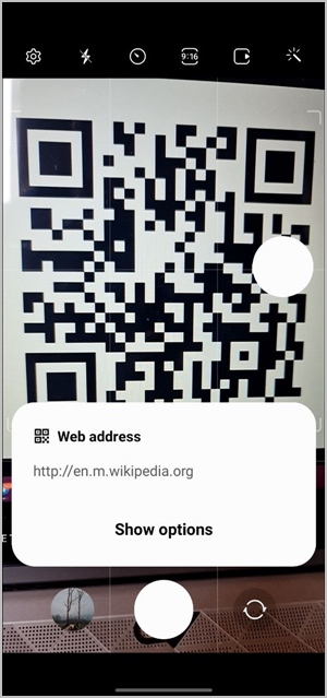 Samsung Scan QR Code Camera