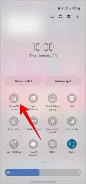 Samsung Scan QR Code Quick Tile