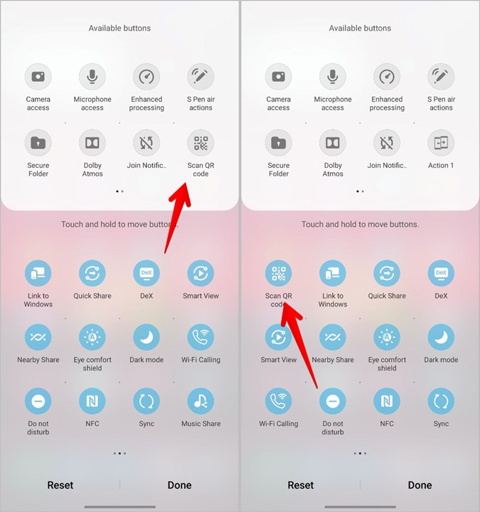 Samsung Scan QR Code Quick Tile Reorder