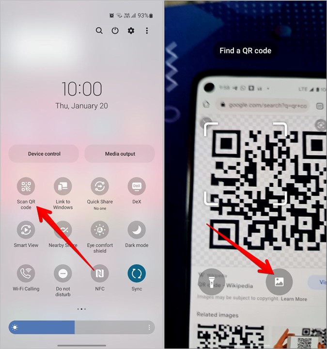 Samsung Scan QR Code Quick Tile From Gallery