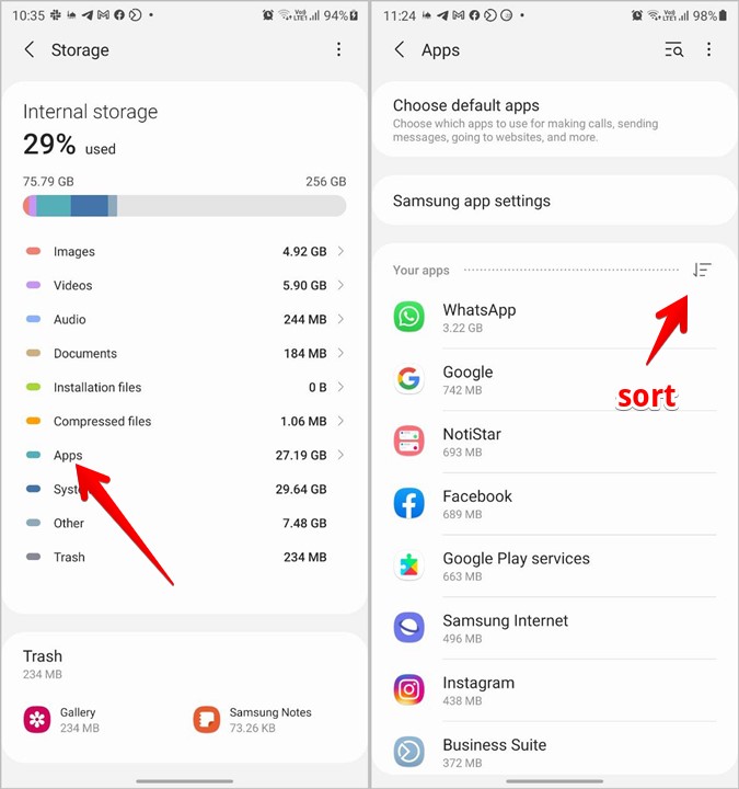 Storage Full Android Cache Size