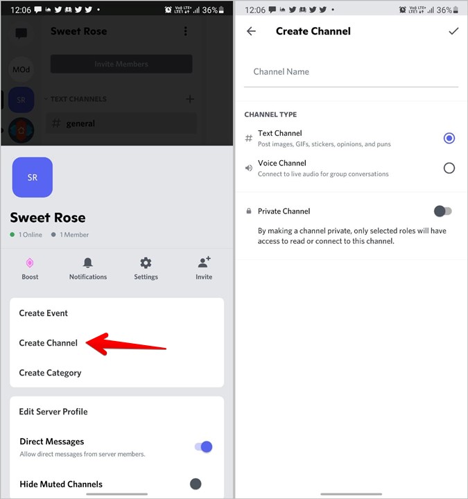 Discord Server Create Channel